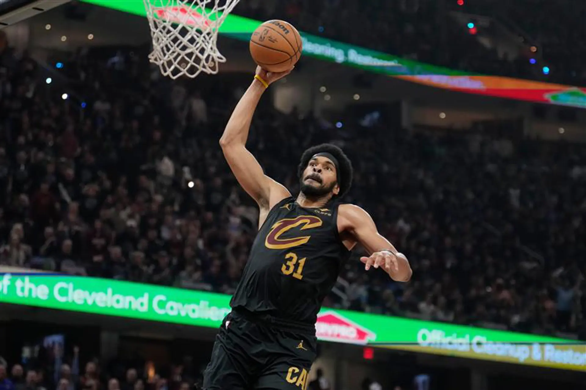Jarrett Allen in Game 7 of the Eastern Conference quarterfinals against the Toronto Raptors | AP Photo