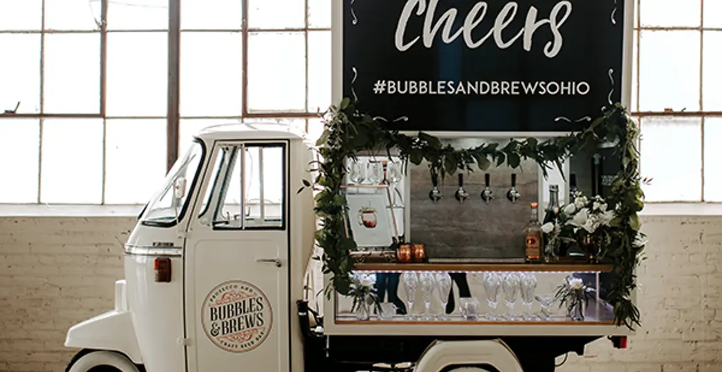 Courtesy Bubbles & Brews Piaggio Ape Mobile Bar
