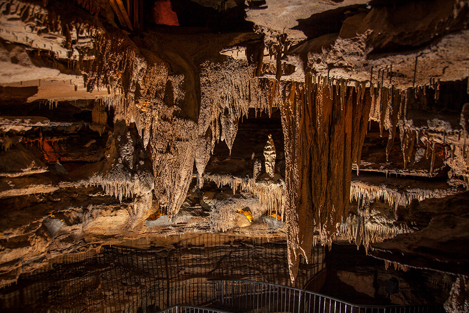Stalactites and stalagmites at Squire Boone Caverns in Mauckport, Indiana (photo courtesy of Squire Boone Caverns) Stalactites and stalagmites at Squire Boone Caverns in Mauckport, Indiana (photo courtesy of Squire Boone Caverns)