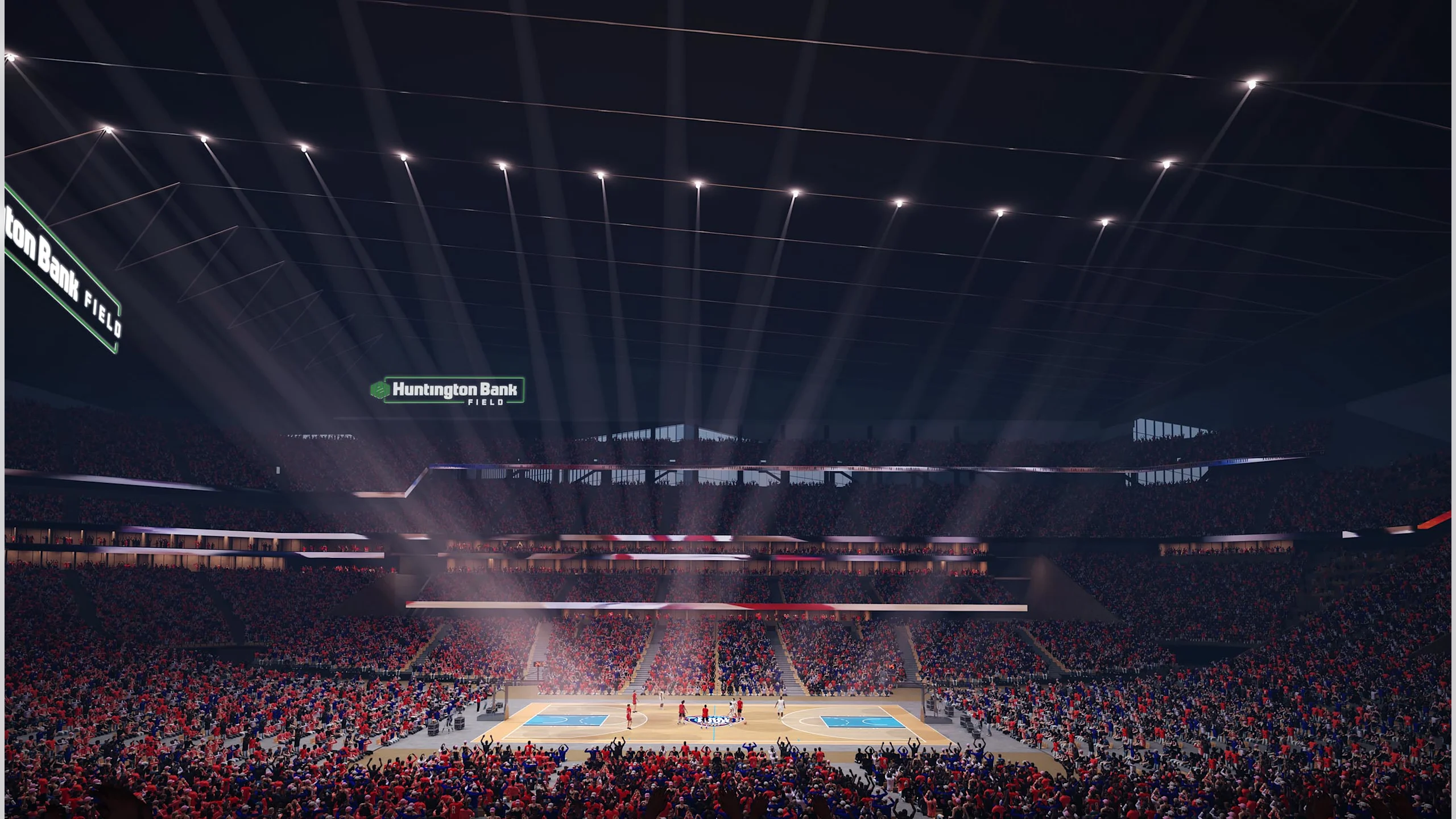 Renderings of basketball in the new Huntington Bank Field