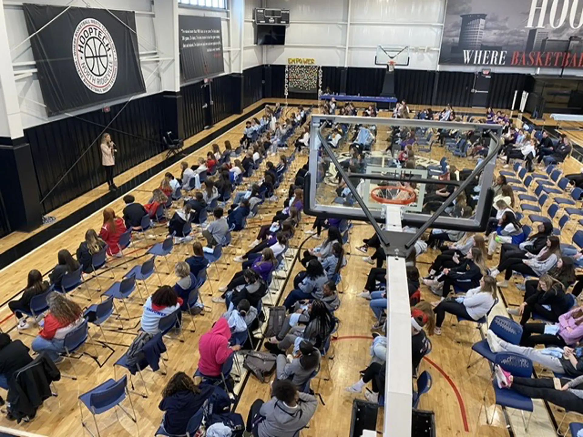 Students listening to a presentation