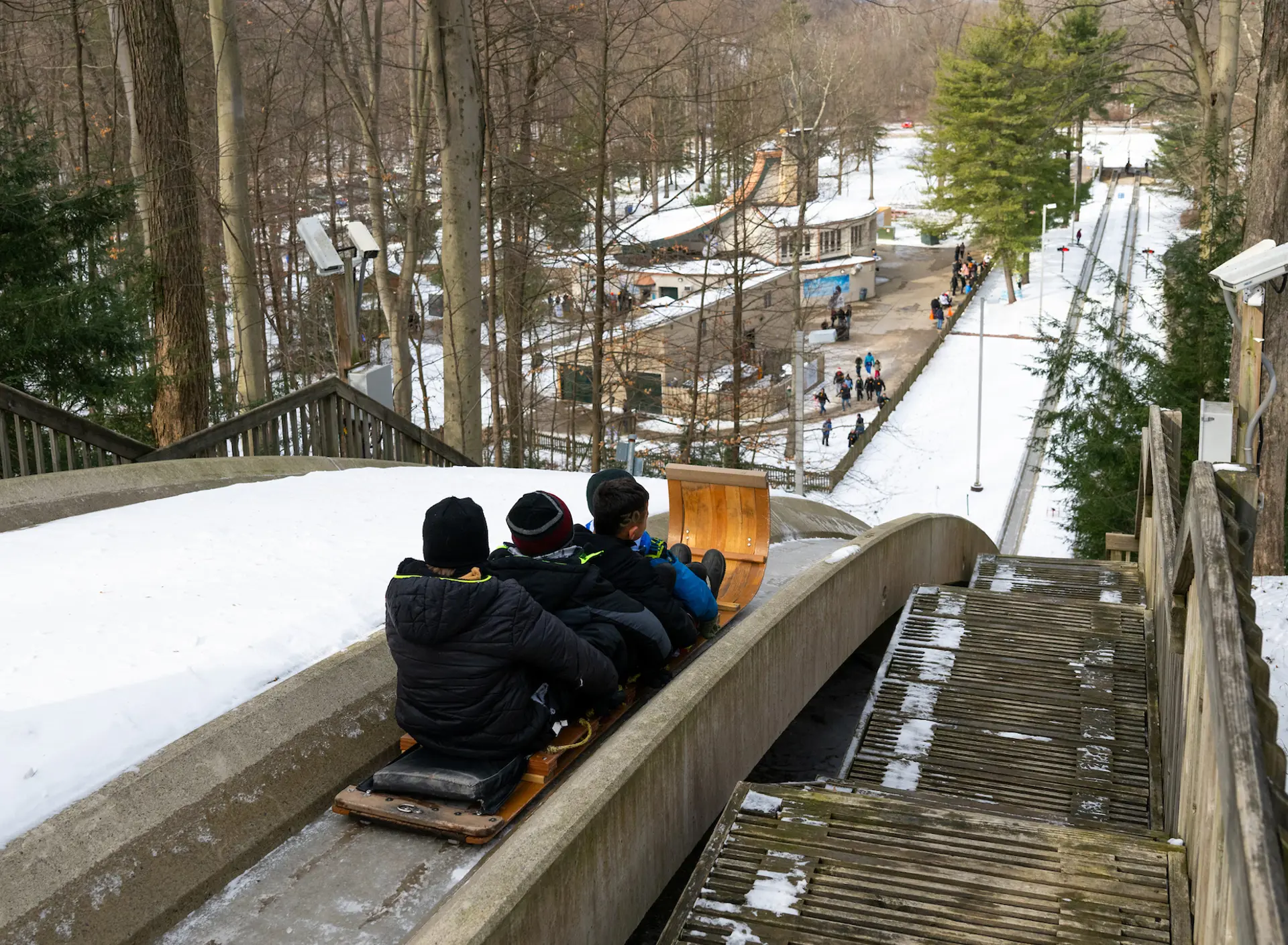 tobogganing at The Chalet in Mill Stream Run Reservation