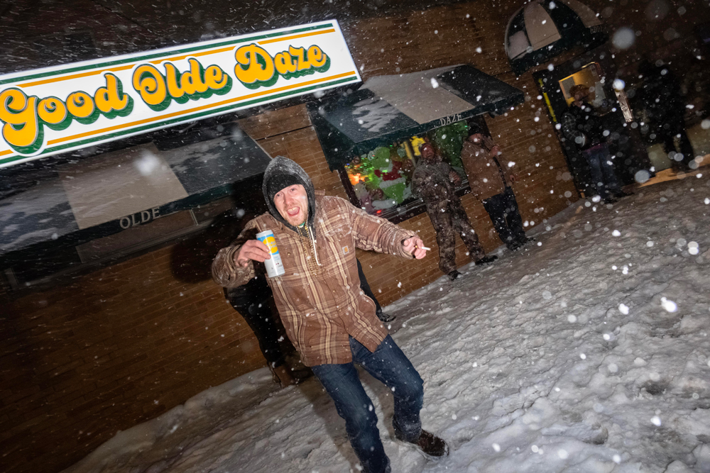 Outdoor beers as a pierogi drops in Parma at midnight on New Year’s Eve