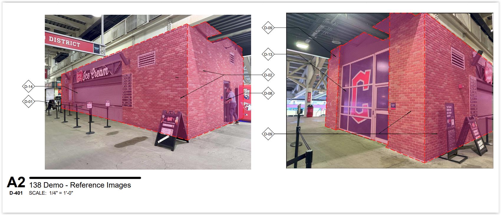 Photographs of one of the concession stands to be demolished and replaced with a new Market-brand offering