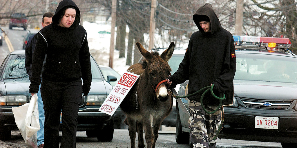 Judge Michael Cicconetti's creative sentences often involve an element of public shaming, such as making offenders lead a donkey through the streets. | AP PHOTO/THE PLAIN DEALER, MIKE LEVY