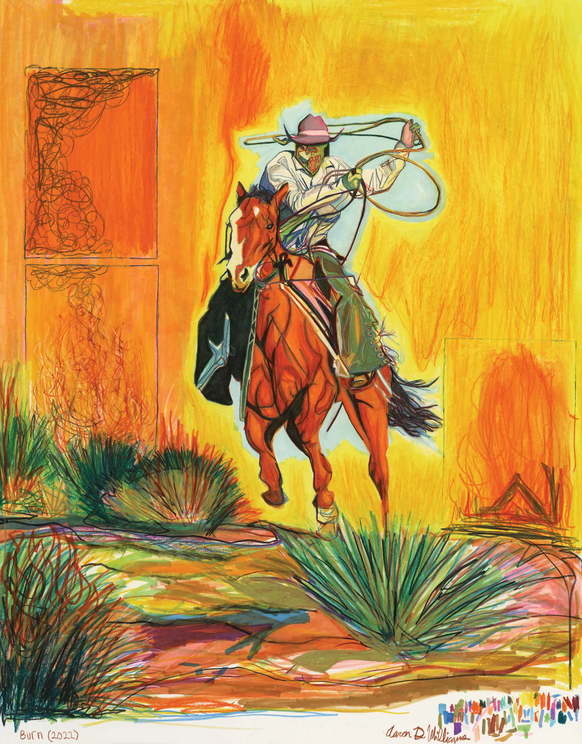 painting of a cowboy on a horse