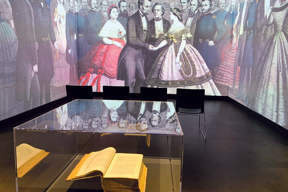 Artifact display at Rolland Center for Lincoln Research in Fort Wayne, Indiana (photo courtesy of Rolland Center)