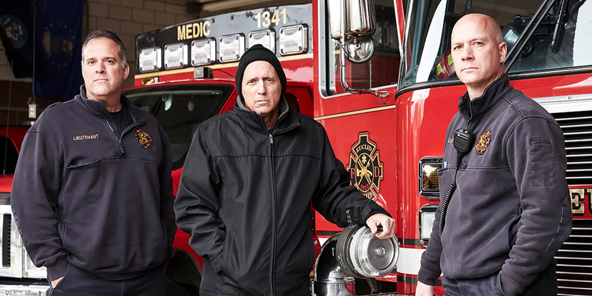 Euclid firefighters Bill Mastroianni, Steve Fleck and Dave Rowell