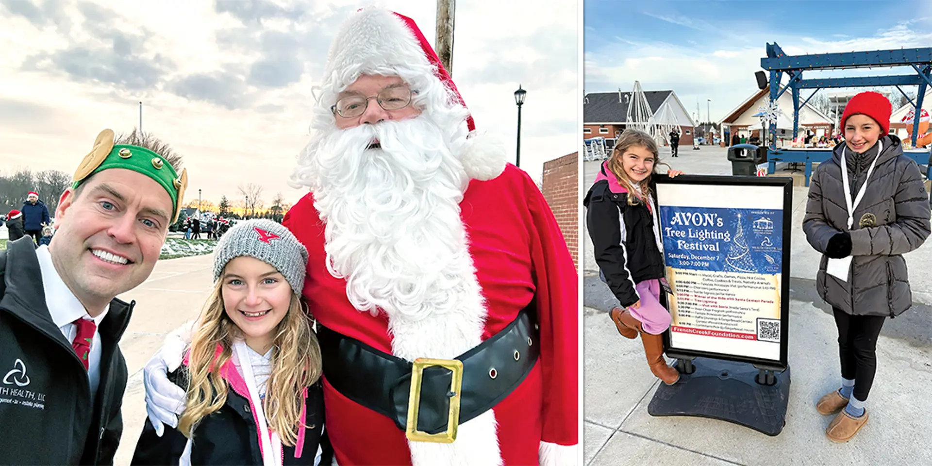 A collage of photos from the French Creek Foundation Tree Lighting Festival