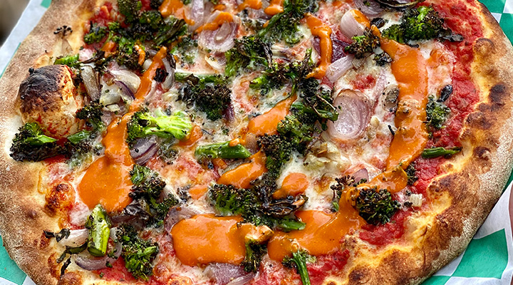 Neapolitan pizza at Hawkins Family Farm in North Manchester, Indiana (photo courtesy of Hawkins Family Farm) Neapolitan pizza at Hawkins Family Farm in North Manchester, Indiana (photo courtesy of Hawkins Family Farm)