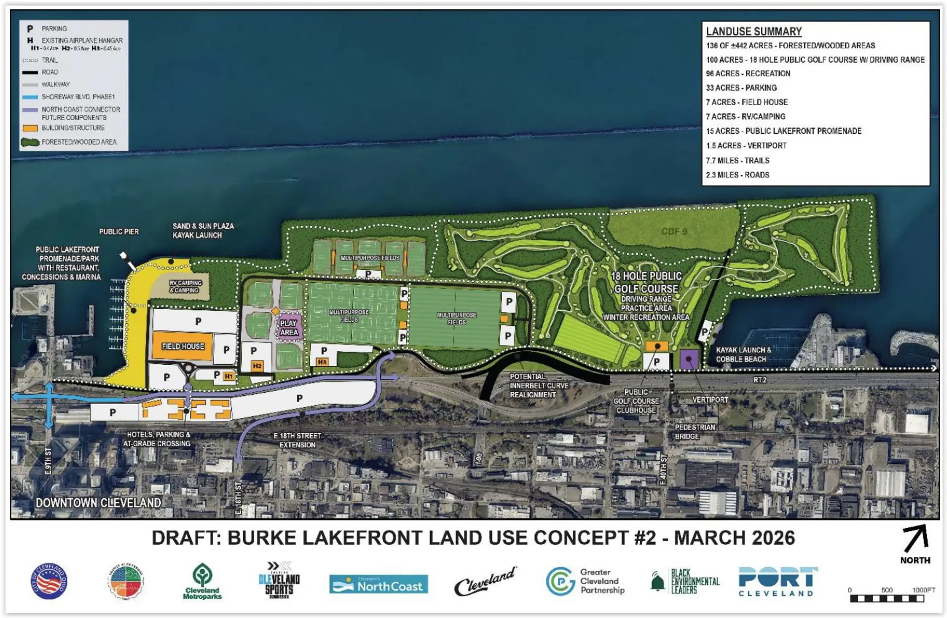 Design option 2 for the redevelopment of Burke Lakefront Airport 