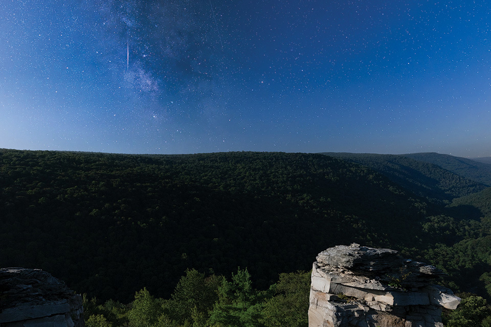 Night sky at Lindy Point in Blackwater Falls State Park in Thomas, West Virginia (photo by Matt Shiffler)