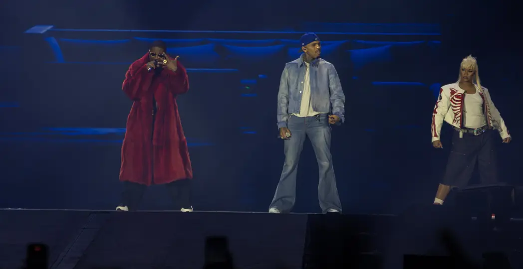 Usher and Chris Brown on stage together