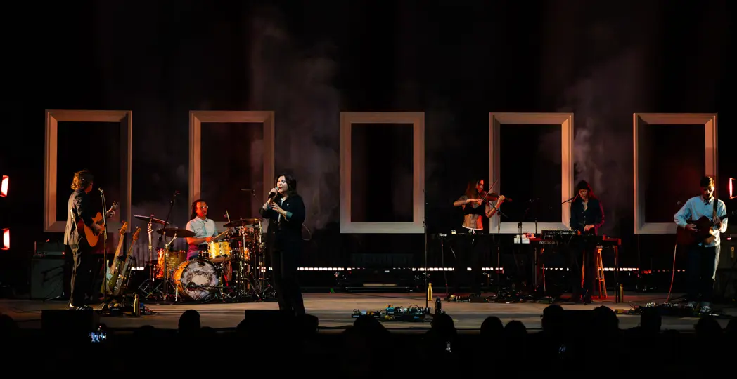 Lucy Dacus on stage with her band