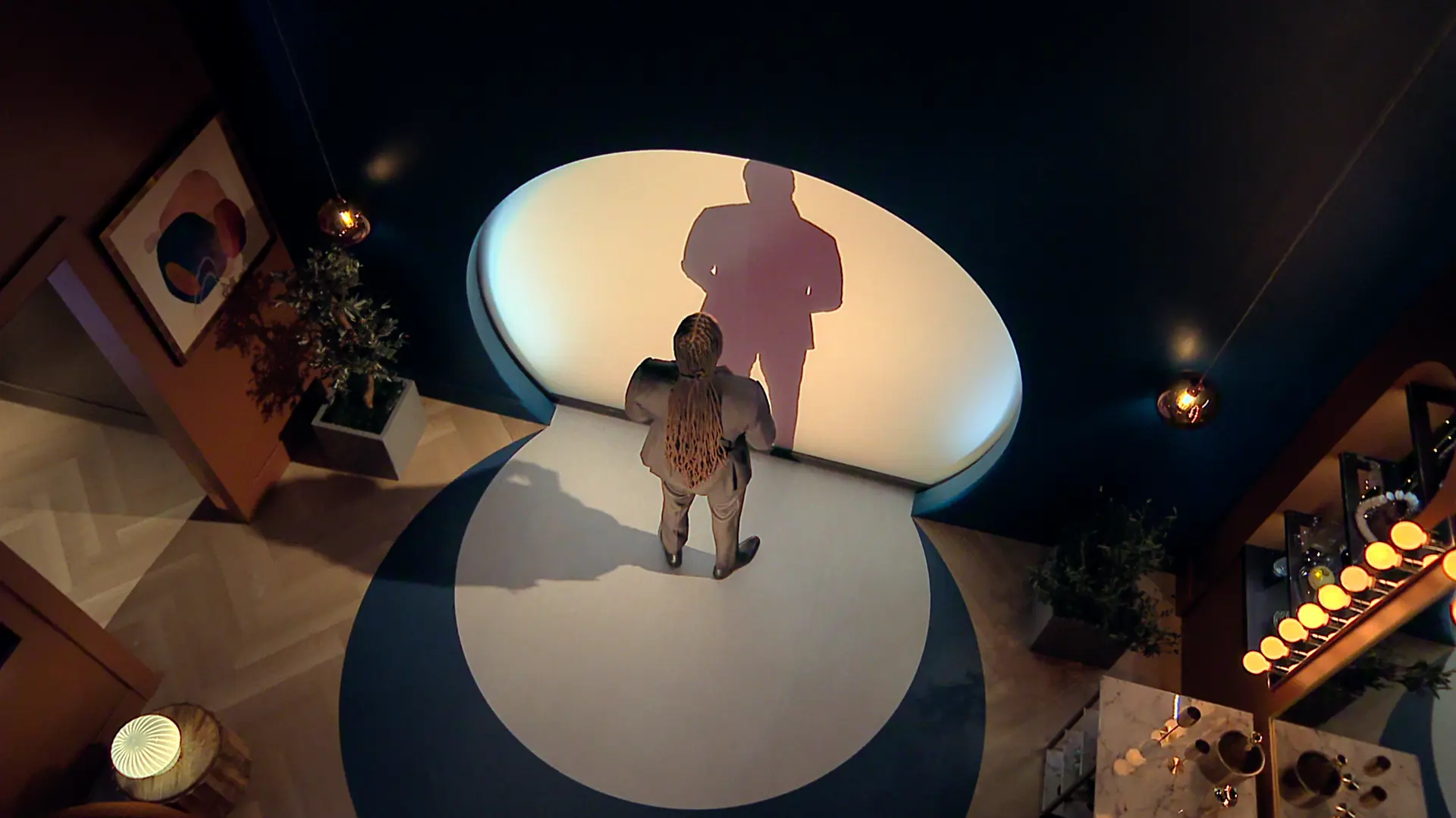 Person waiting in front of screen on "Love Is Blind"