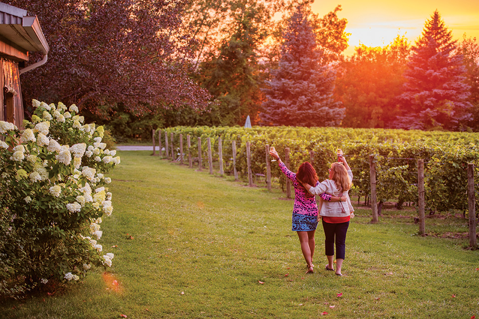 Friends enjoying wine on the Traverse Wine Coast in Traverse City, Michigan (photo courtesy of Traverse City Tourism) Friends enjoying wine on the Traverse Wine Coast in Traverse City, Michigan (photo courtesy of Traverse City Tourism)