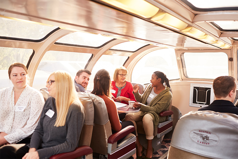 Meeting attendees on the Cuyahoga Valley Scenic Railroad (photo by Casey Rearick) 