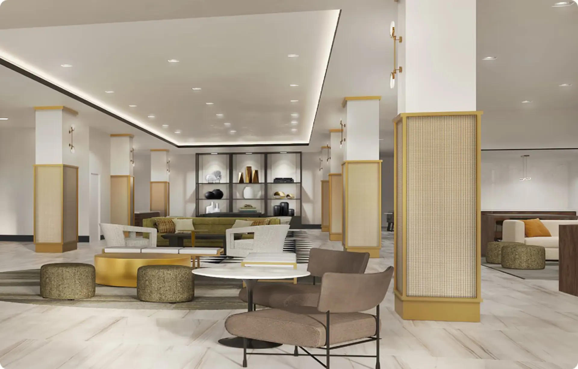 Planned interior renovations for the AC Hotel’s lobby will provide a mix of contemporary and classic design features.