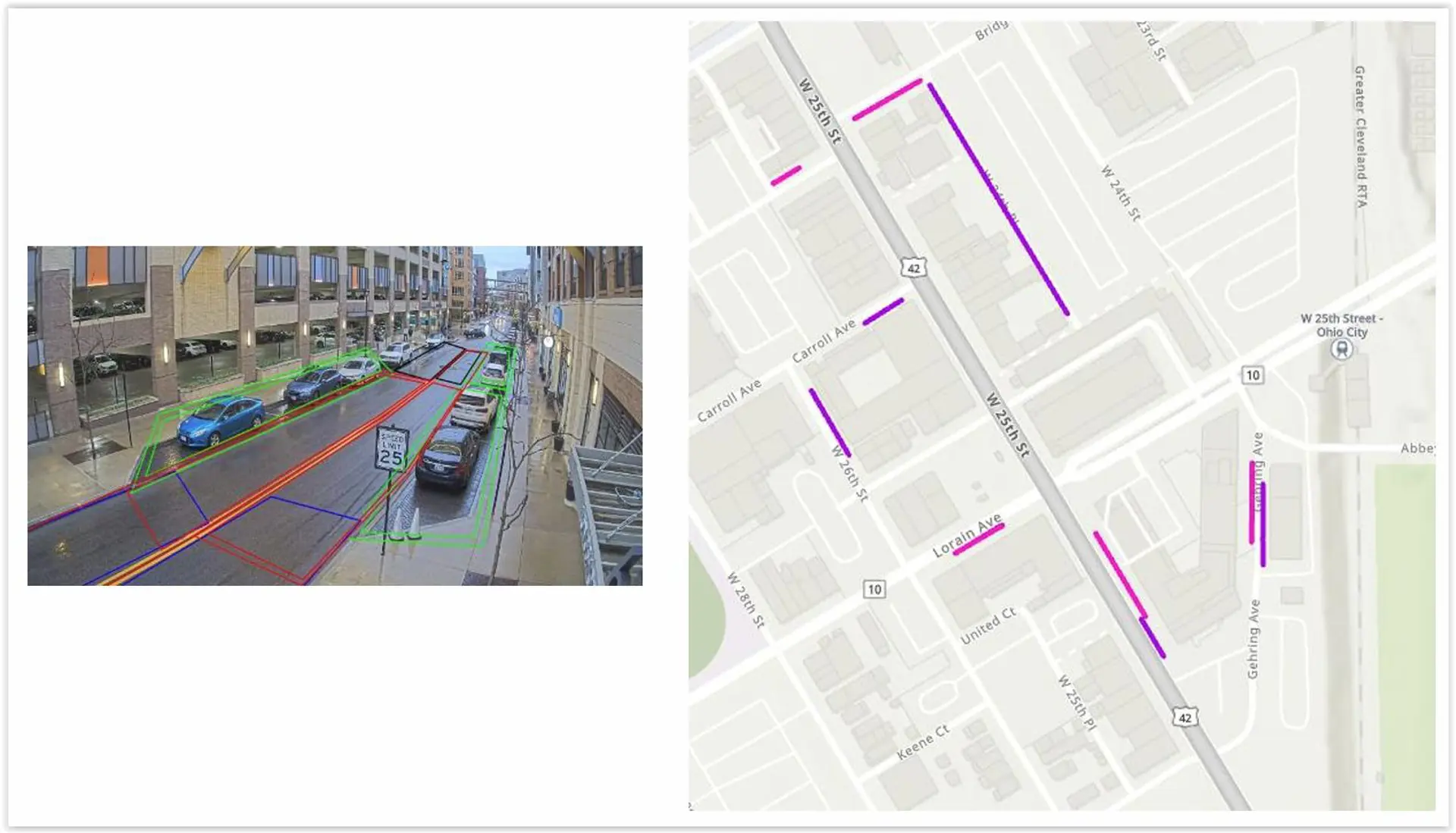 Proposed Market District locations of on-street parking, deliveries and pick-up/drop-off areas for visitors (GCRTA).
