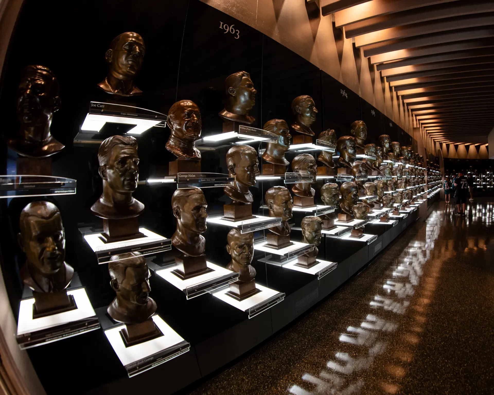 statues at the Pro Football Hall of Fame