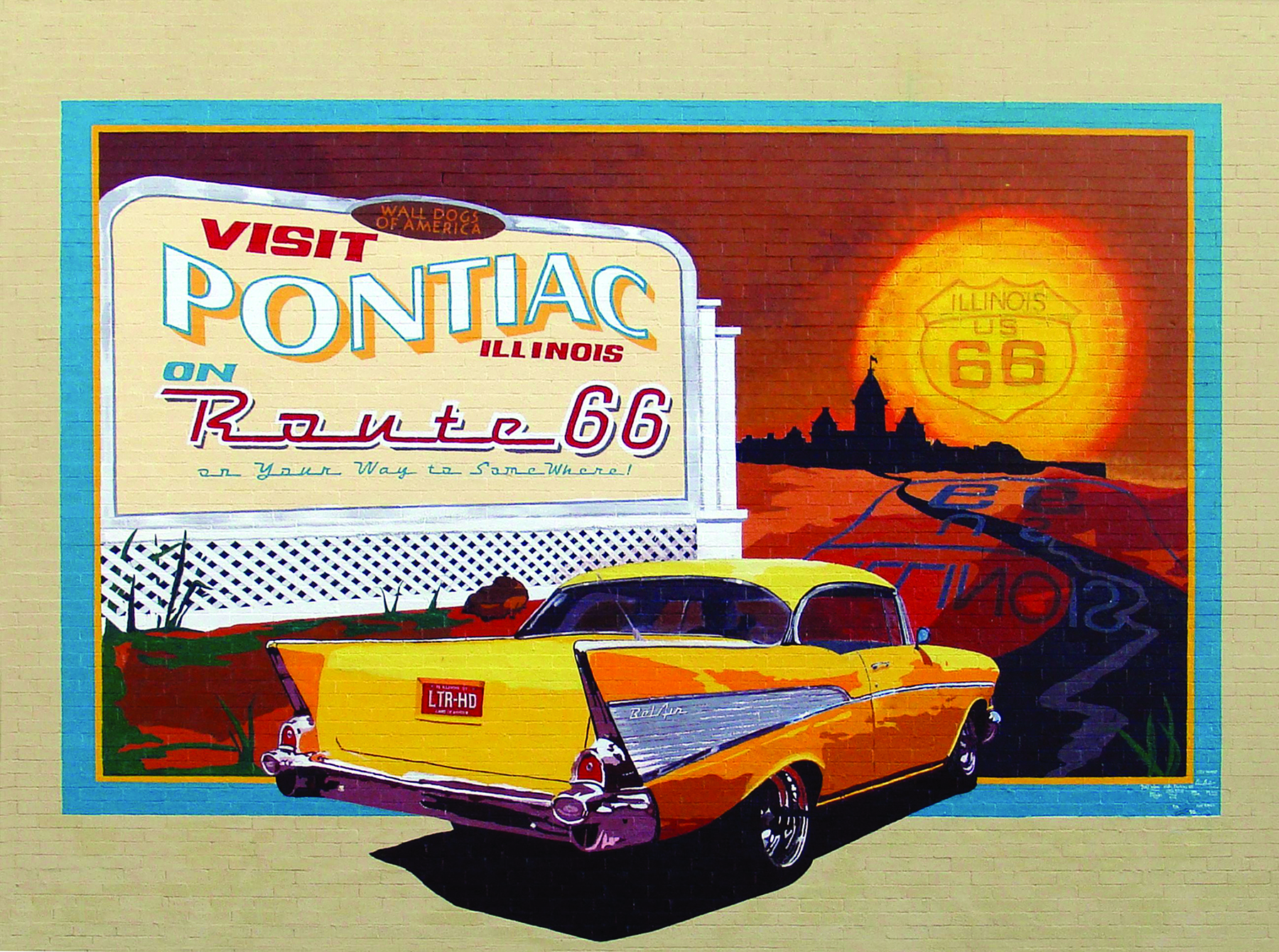 1957 Chevy mural in Pontiac, Illinois (photo courtesy of Pontiac-Oakland Automobile Museum & Resource Center) 1957 Chevy mural in Pontiac, Illinois (photo courtesy of Pontiac-Oakland Automobile Museum & Resource Center)
