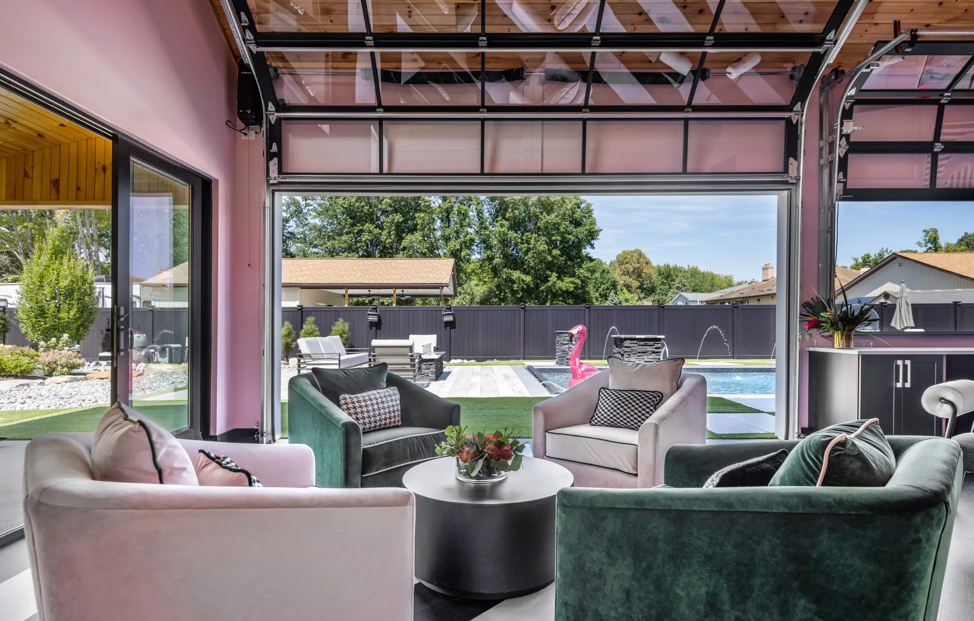 pink poolhouse