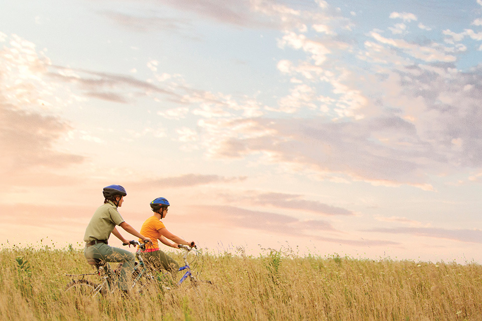Bike riders in Midewin National Tallgrass Prairie in Wilmington, Illinois (photo courtesy of Illinois Office of Tourism) Bike riders in Midewin National Tallgrass Prairie in Wilmington, Illinois (photo courtesy of Illinois Office of Tourism)
