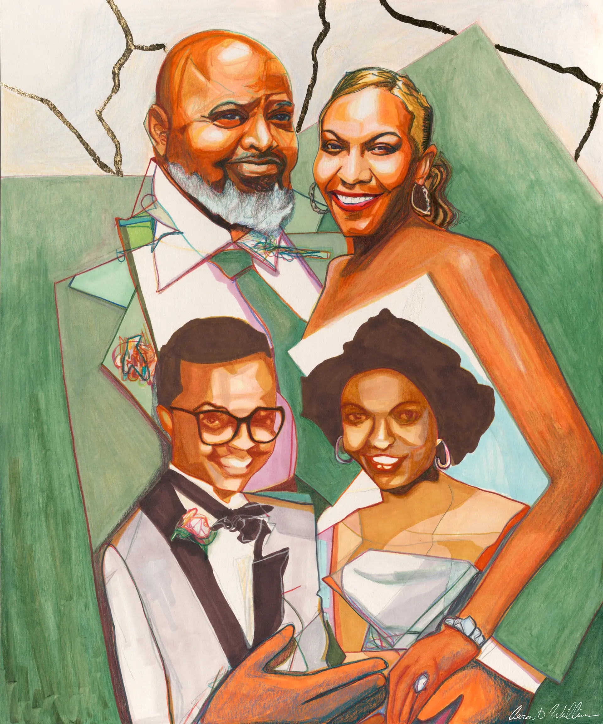 painting of 4 African American individuals