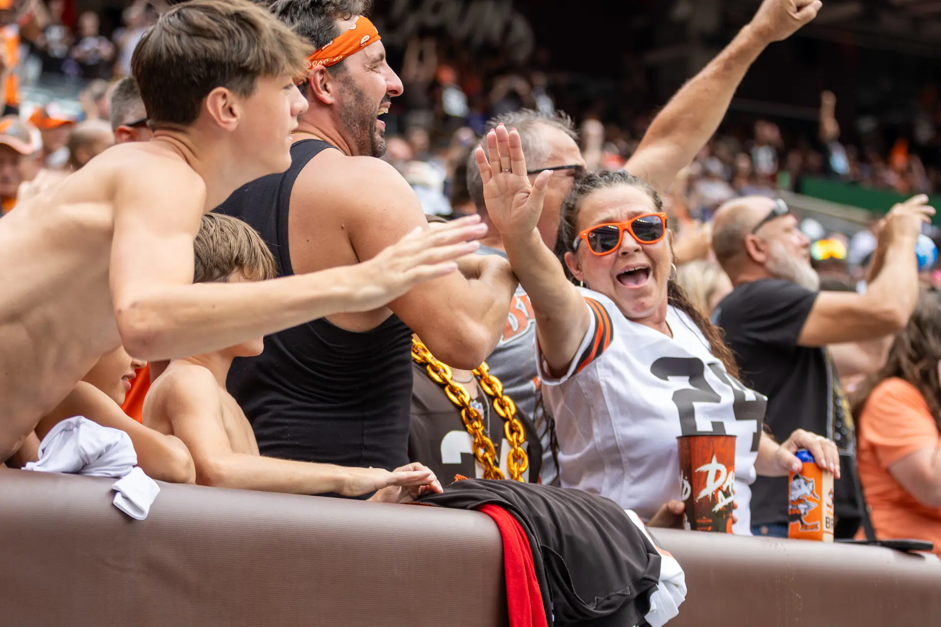 The Browns lost their preseason game to the Buffalo Bills on Saturday at Huntington Bank Field, 31-7. There wasn't much to cheer about, but that didn't stop some fans from having a good time. (Photograph by Alyson Garfield)