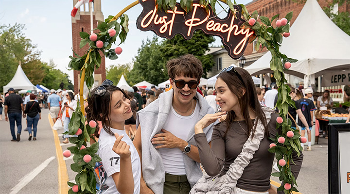 People posting at Peach Festival in Niagara-on-the-Lake, Ontario (photo courtesy of Town of Niagara-on-the-Lake)