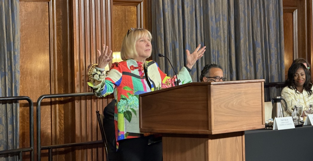 Micki Byrnes of Adcom and formerly WKYC at the 2025 Business Hall of Fame & Community Leaders of the Year Awards