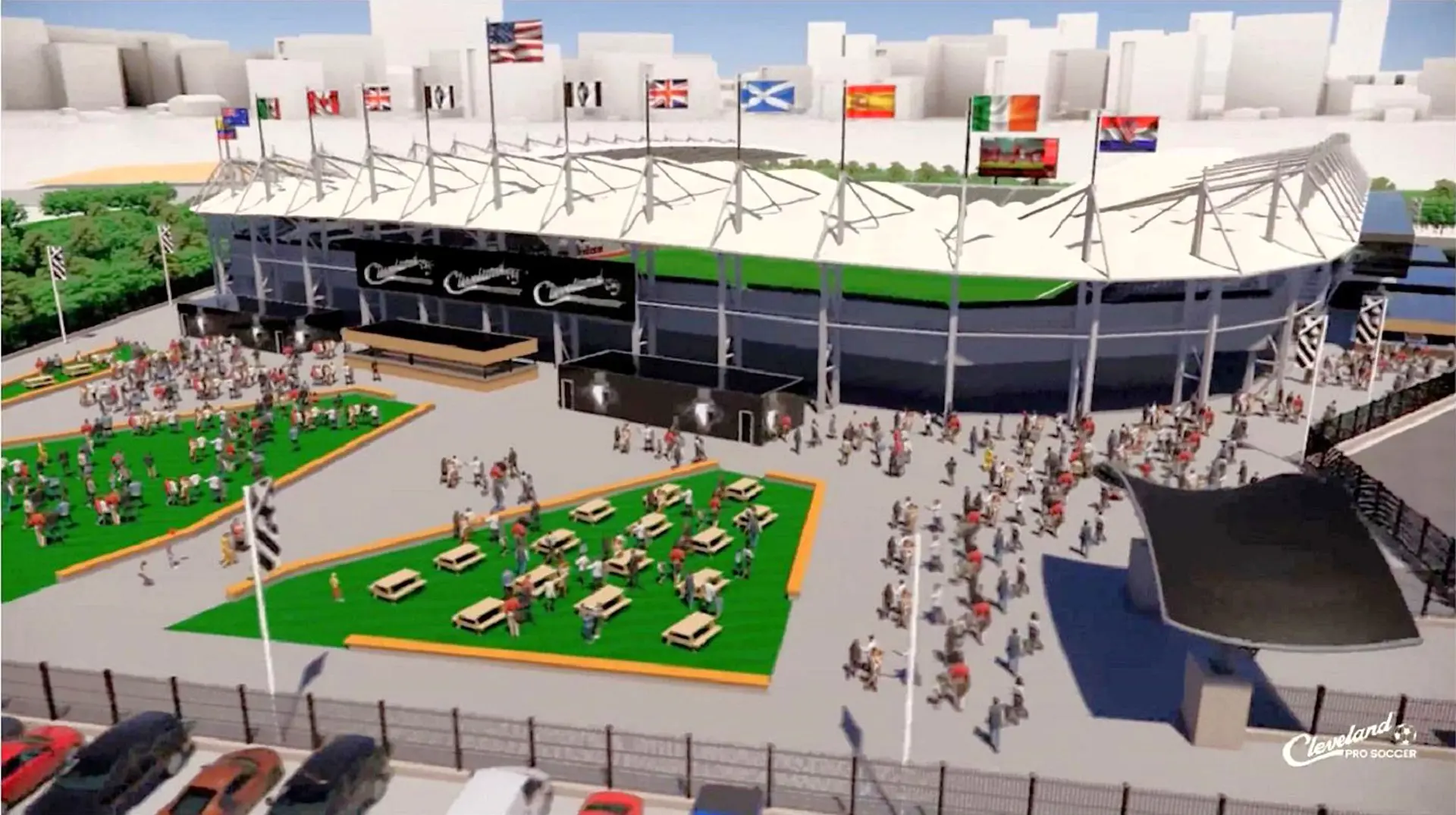 The Cleveland Soccer Group’s proposed Gateway South soccer stadium.