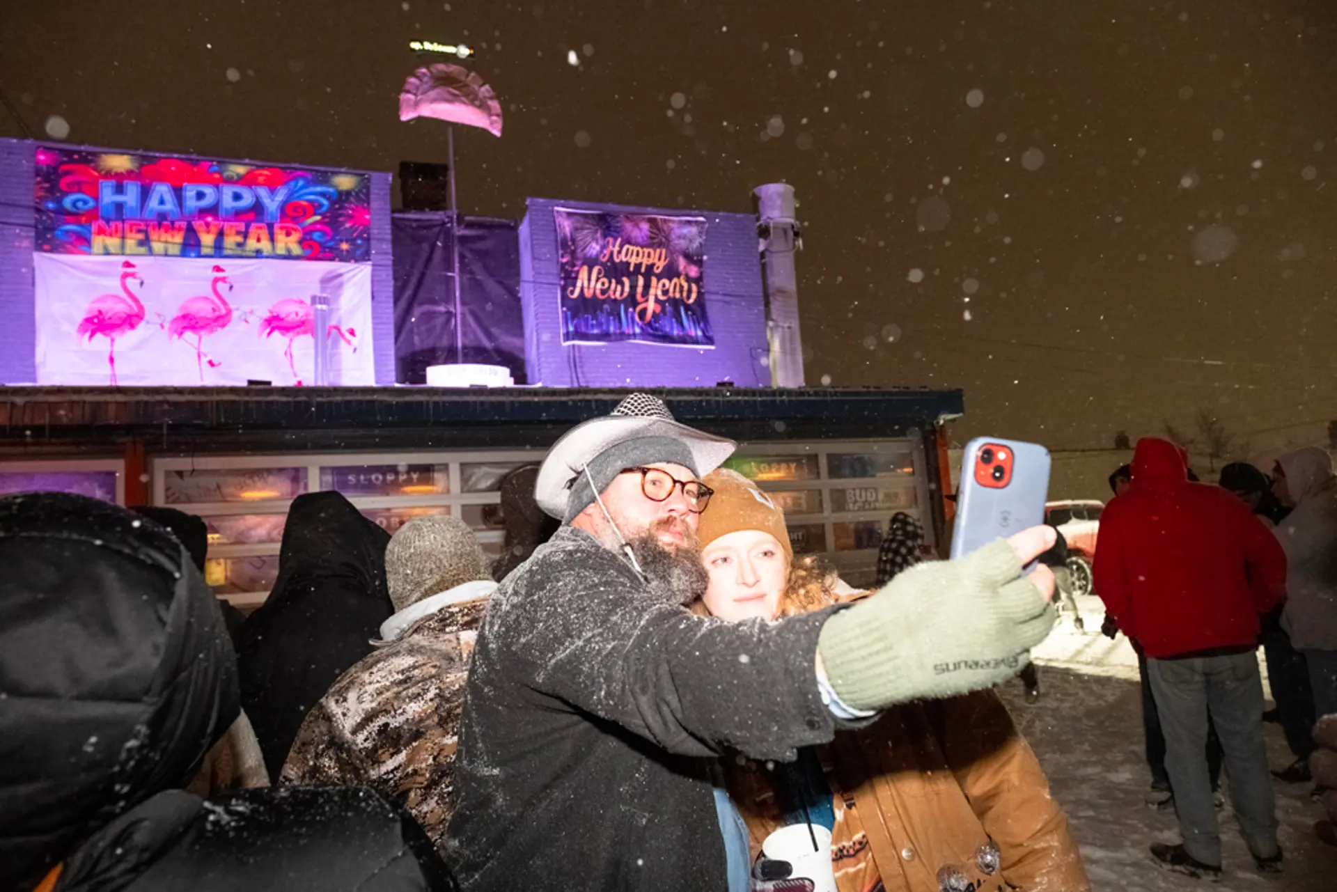 A selfie as a pierogi drops in Parma at midnight on New Year’s Eve