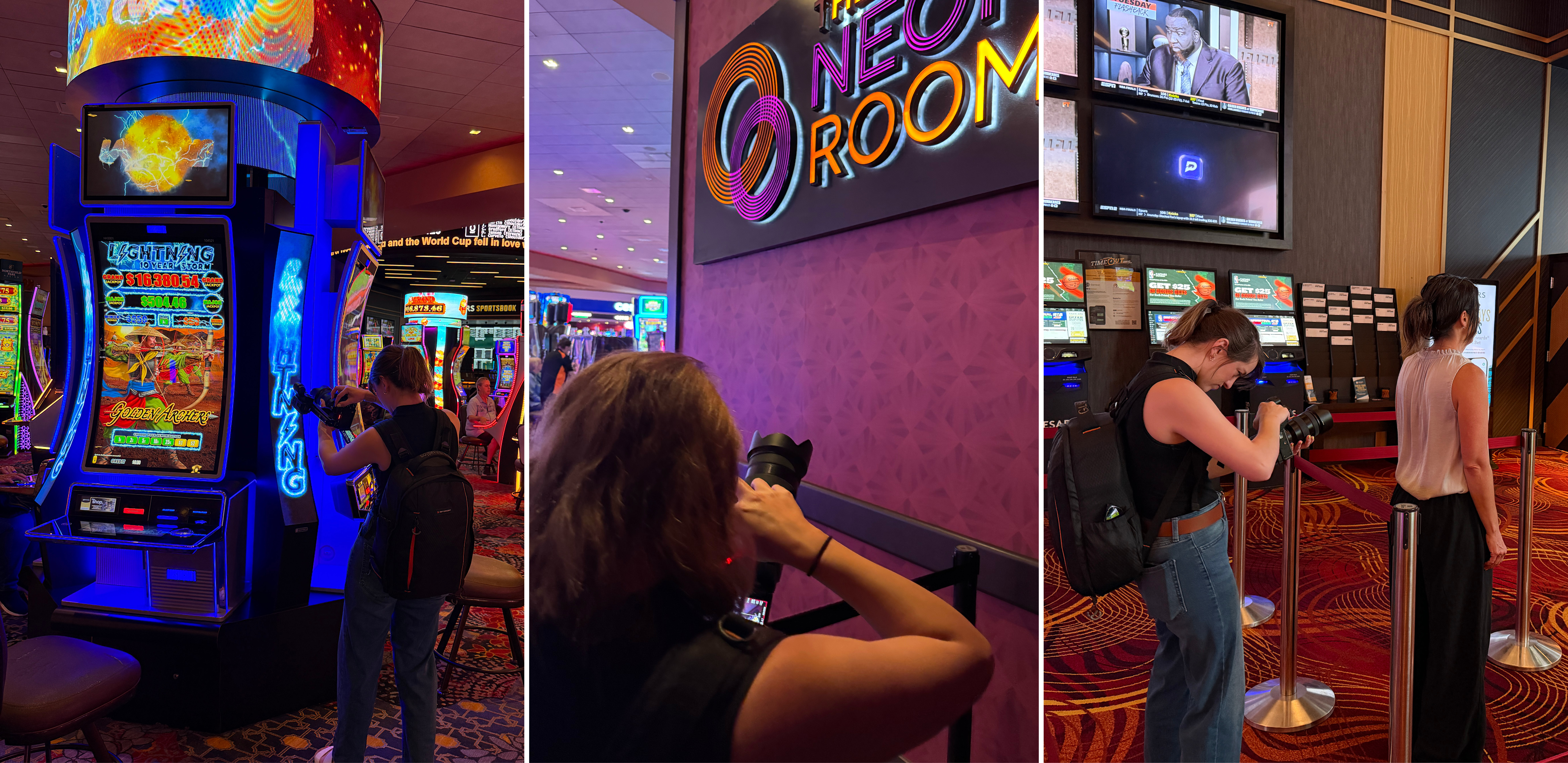 collage of behind the scenes images from the Northfield Park Racino video shoot