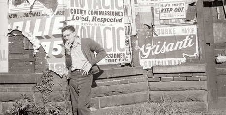 Man Smoking in Front of Wall 1947-1955. | PHOTOGRAPHED BY JASPER WOOD