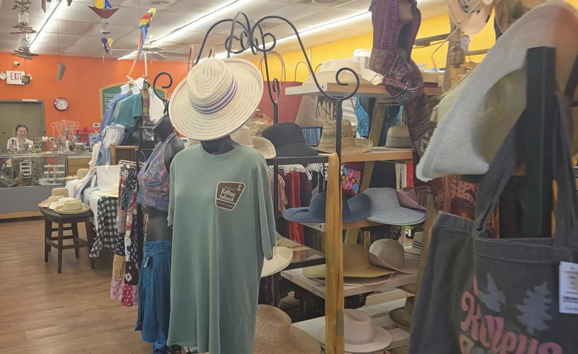 Interior of Unc'l Dik's store featuring a sweater and a hat