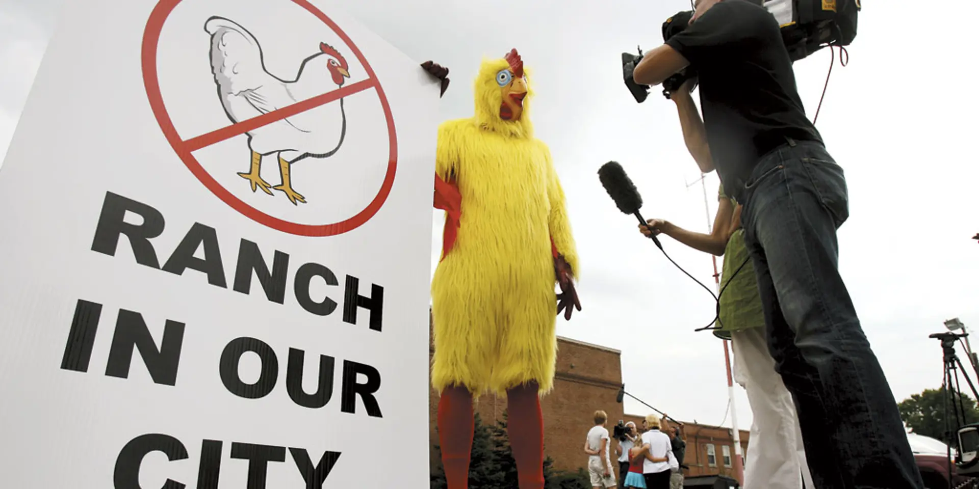 Swedish television covered the 2007 case of three men who pleaded guilty to solicitation and were sentenced to wear chicken suits outside Judge Michael Cicconetti's courtroom. | AP PHOTO/THE PLAIN DEALER, GUS CHAN