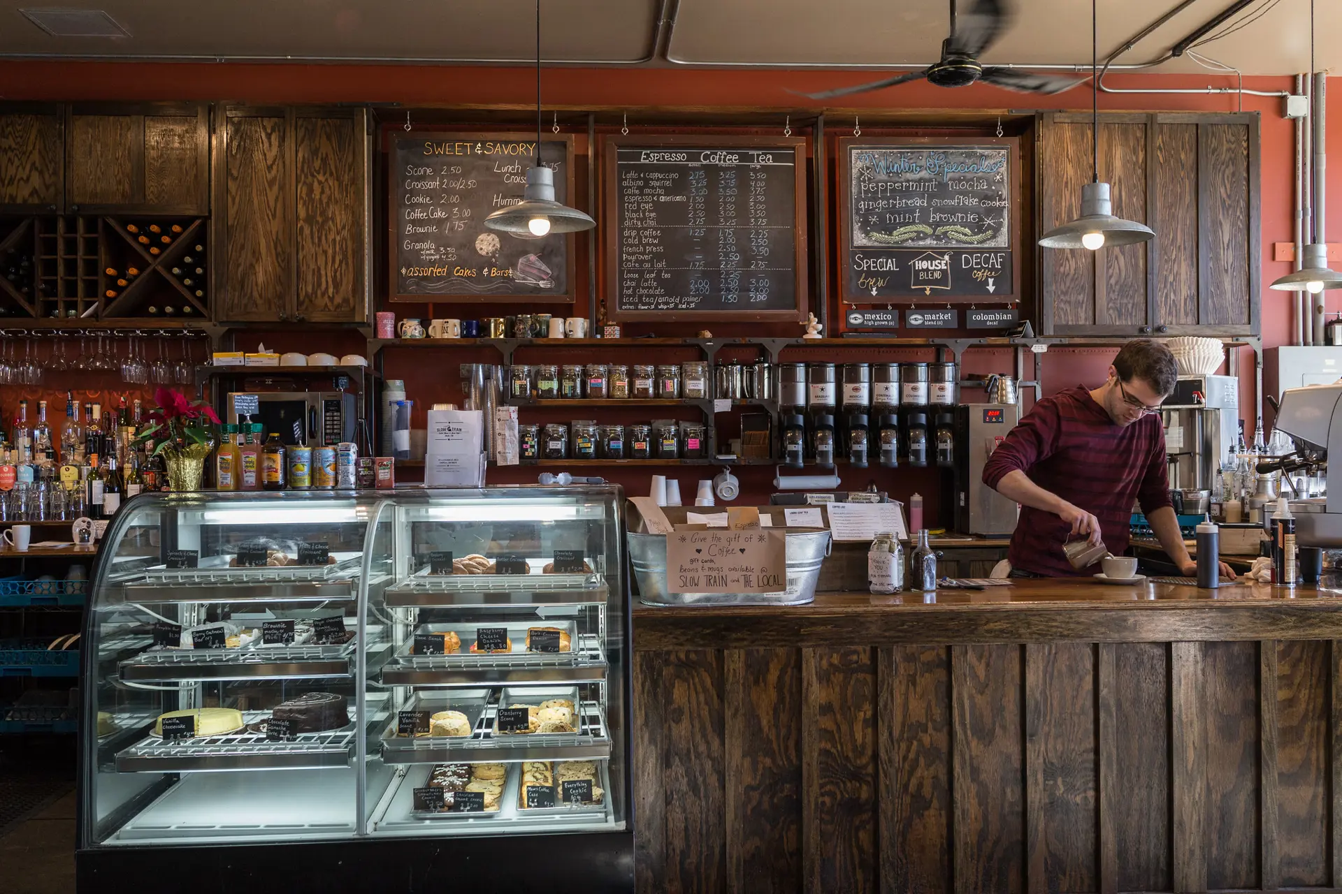 Slow Train Cafe and barista working