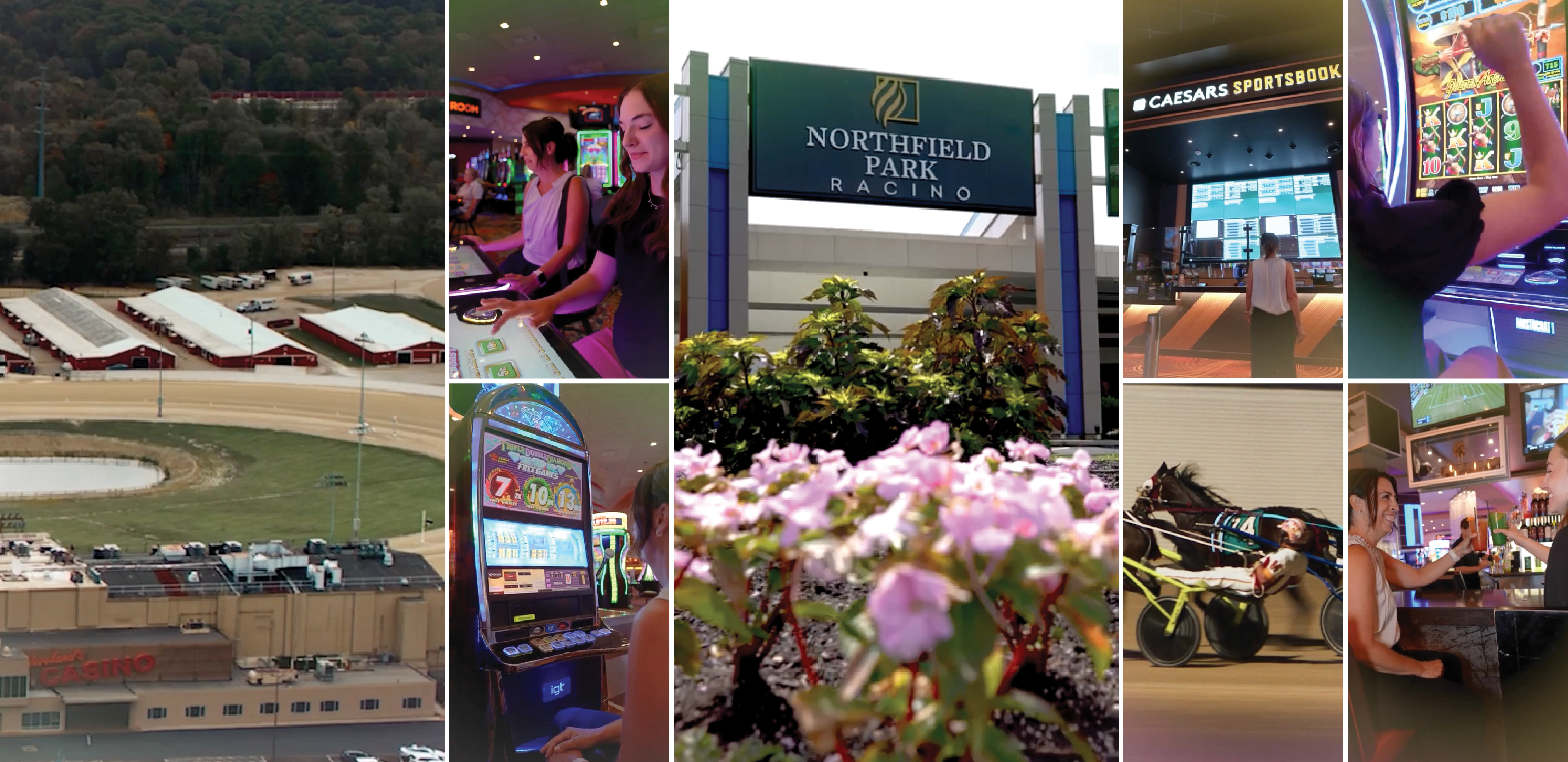 collage of images from Northfield Park Racino