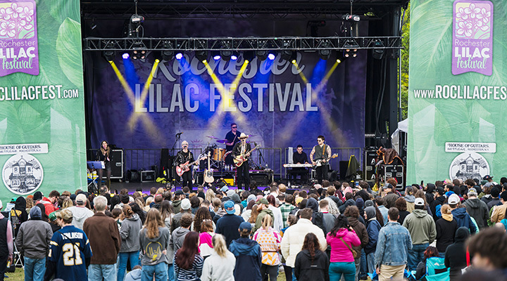 Band performing at Rochester Lilac Festival in New York (photo courtesy of Rochester Lilac Festival)