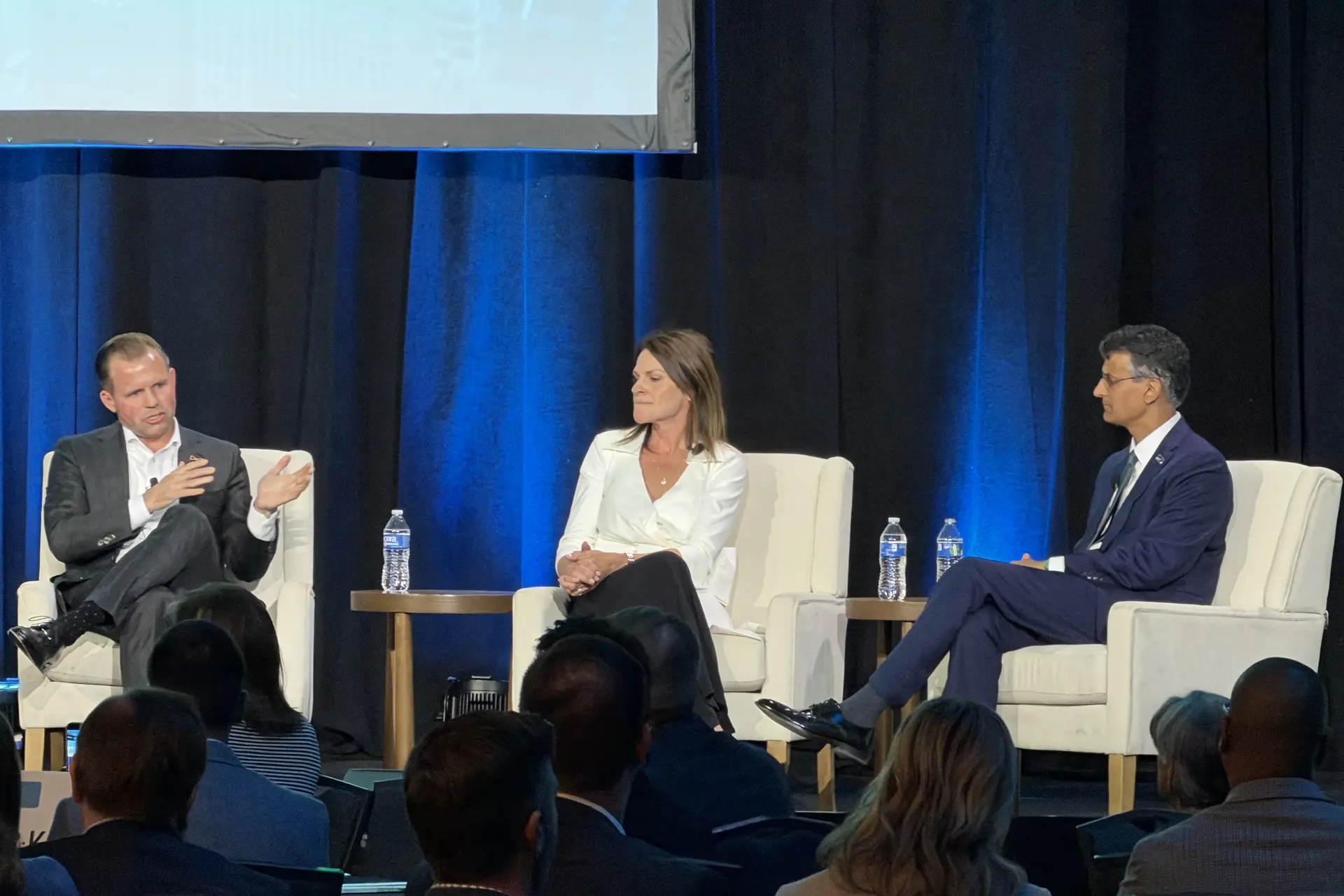 Nic Barlage of Rock Entertainment Group, Sherwin-Williams CEO Heidi G. Petz, GCP CEO Baiju Shah at Greater Cleveland Partnership's 2026 event