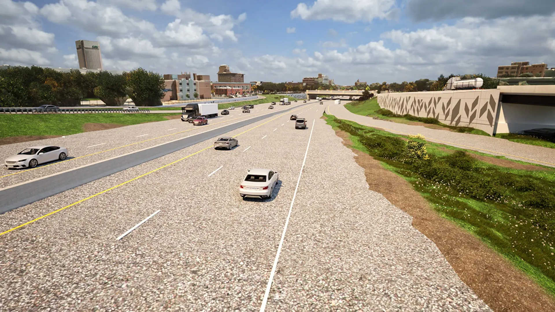 Looking east along the eastbound lanes of Interstate 90