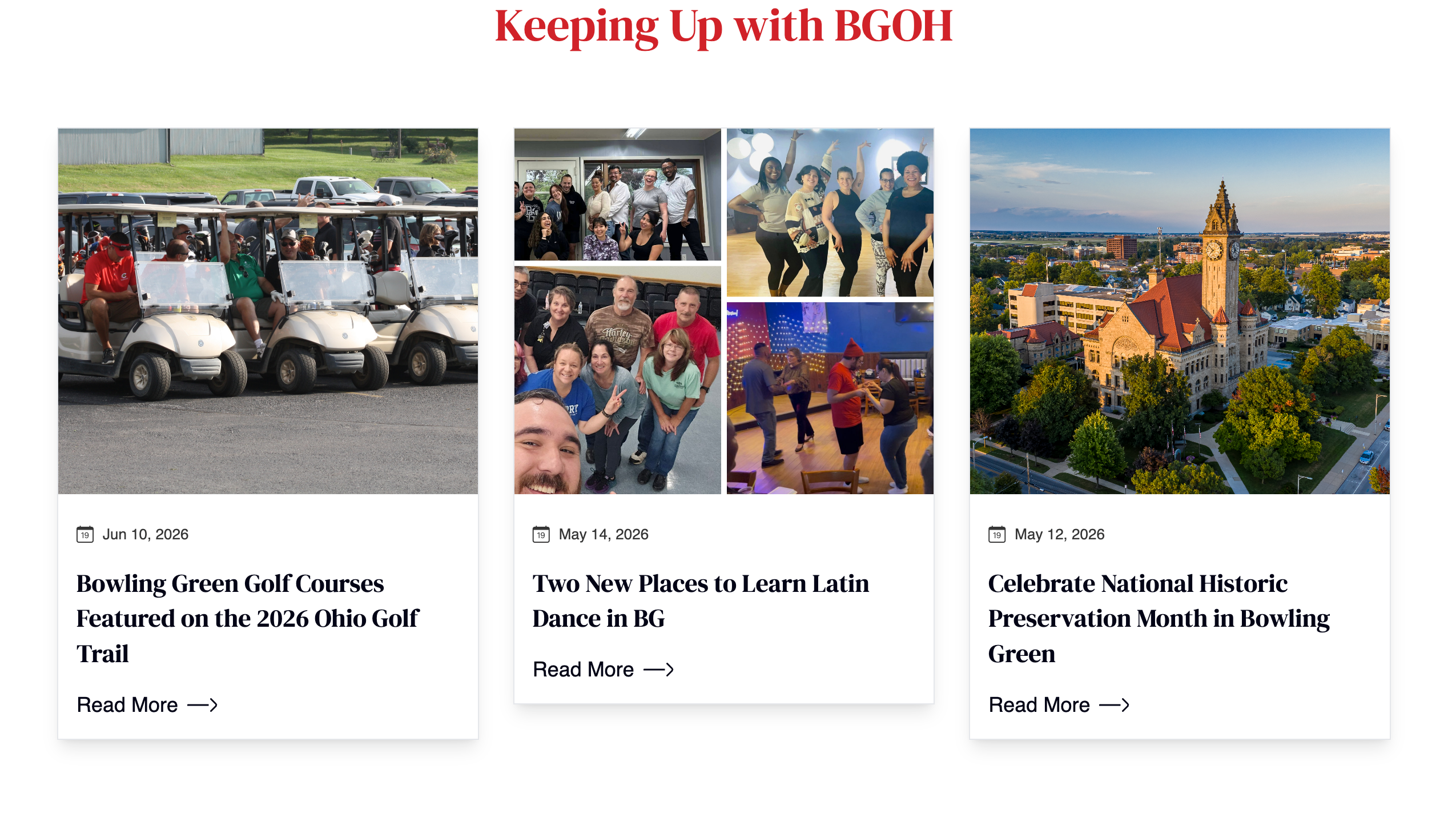 Screenshot of VisitBGOhio.org events integration