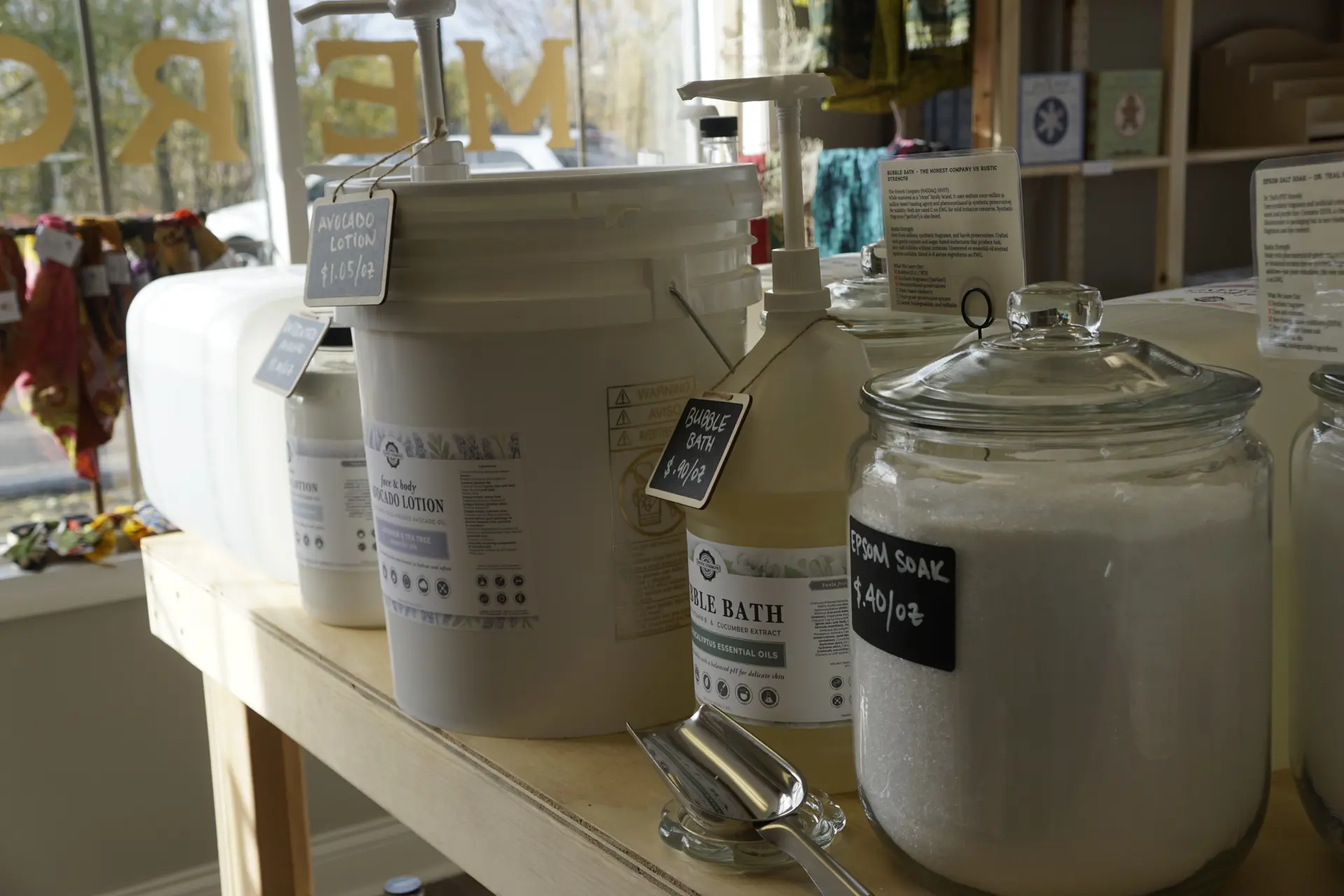 home and bath goods in bulk containers