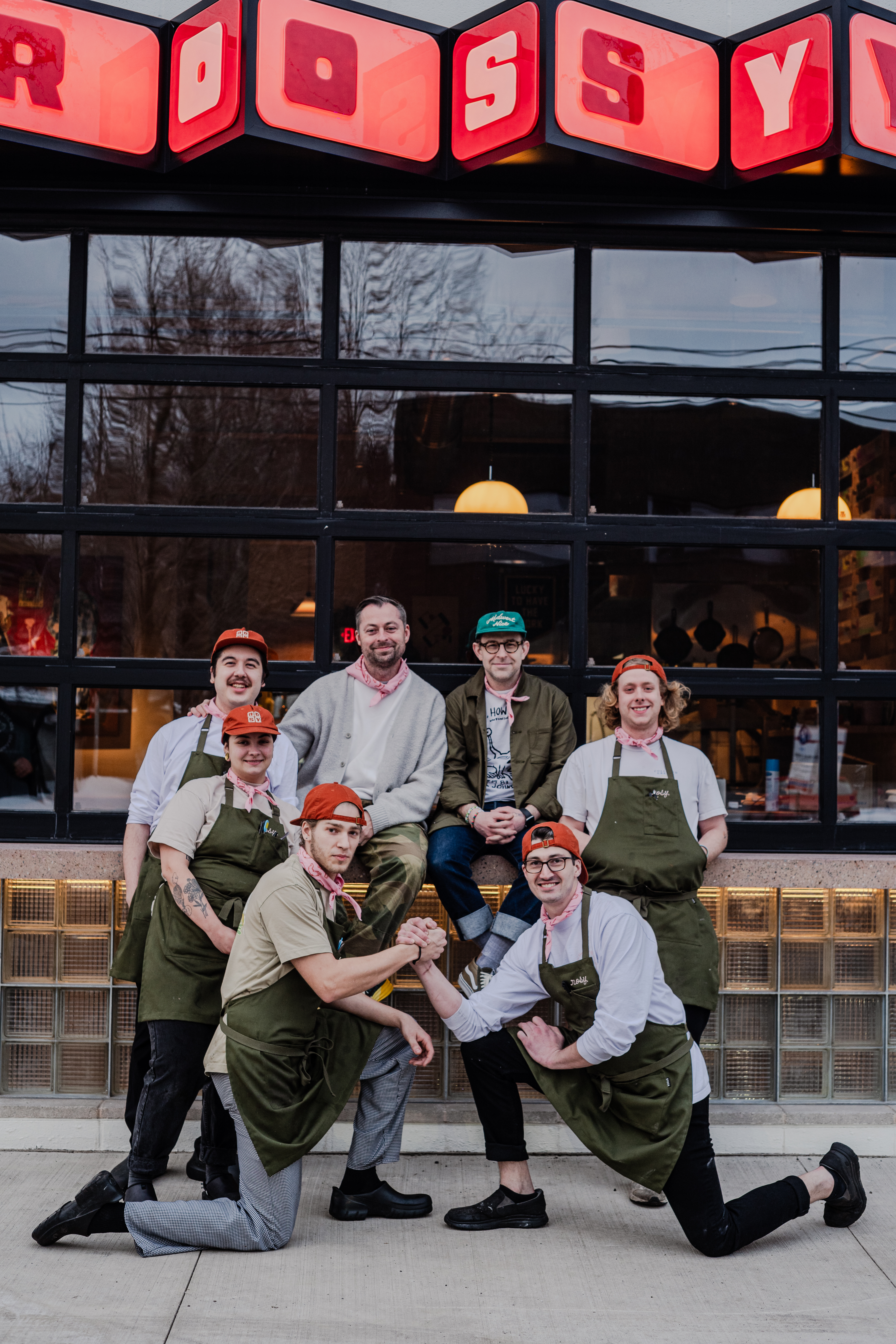 Partners Andrew Watts and Chef Vinnie Cimino With The Rosy Team | Courtesy Tom Harrison, Rosy