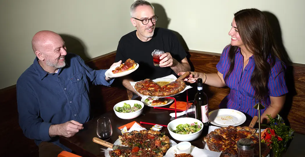 From left: Donna Grigonis, Evan Bailey and Mike Beder are writing the next chapter of Edison’s Pizza Kitchen. | Photographed by Megann Galehouse