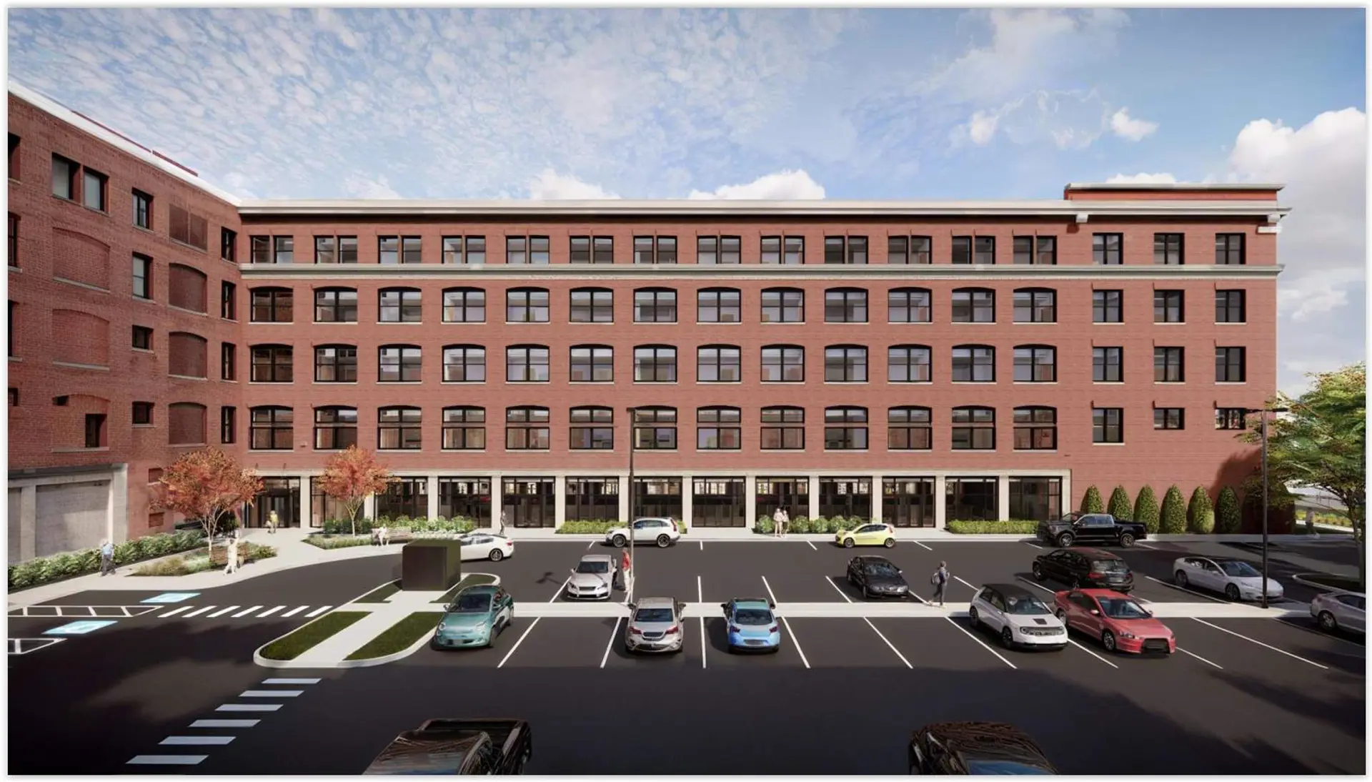 A redeveloped Warner & Swasey building looking south from where the factory sheds are today.