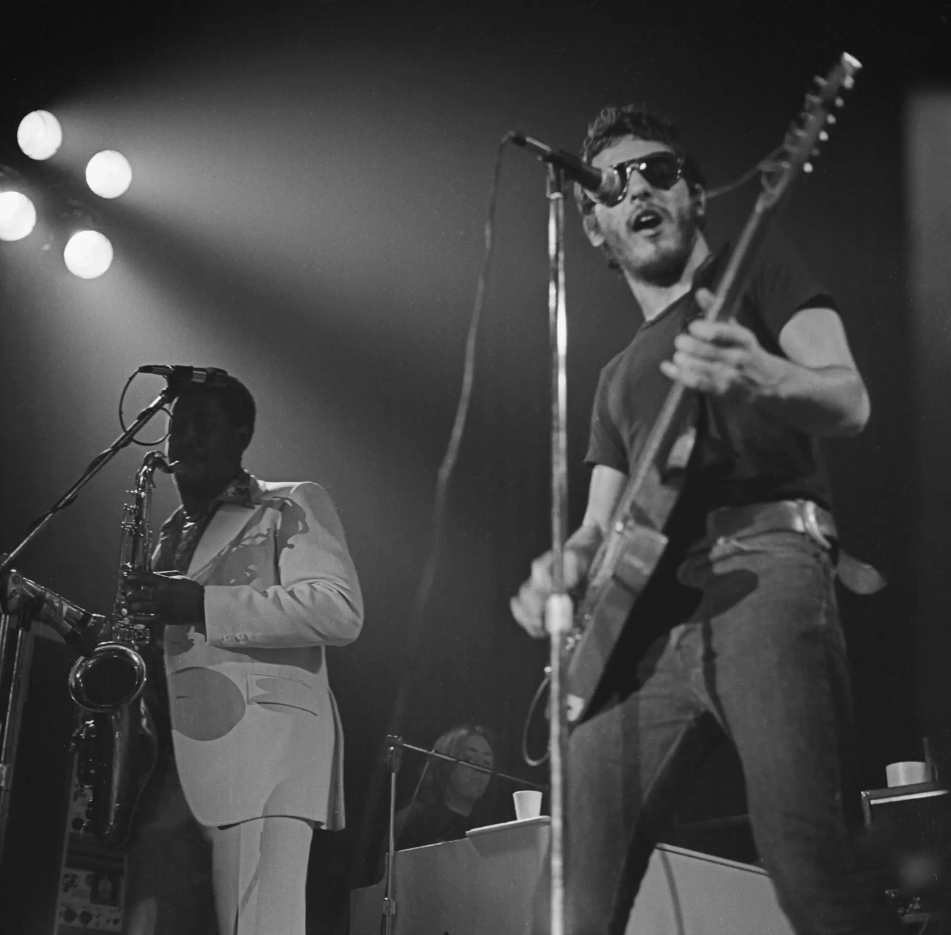 Bruce Springsteen performing in concert